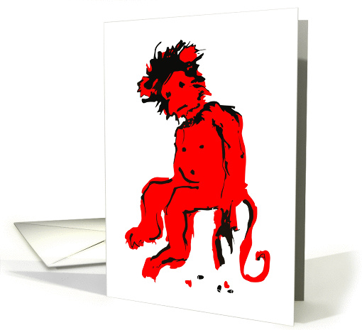 emo monkey in red ink card (886261)