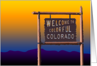 welcome to colorful colorado moving announcement (bronco sunset) card