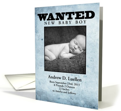 wanted poster new baby announcement template card (893801)