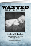 wanted poster new baby announcement template card