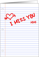 I miss you notebook paper card