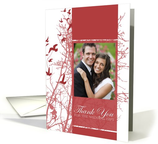 thank you for the wedding gift : silhouscreen birds photo card