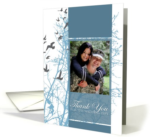thank you for the wedding gift : silhouscreen birds photo card