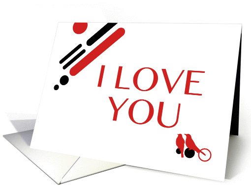 i love you : mod birds card (899487)