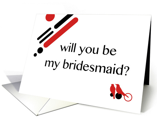 will you be my bridesmaid? : mod lovebirds card (899497)
