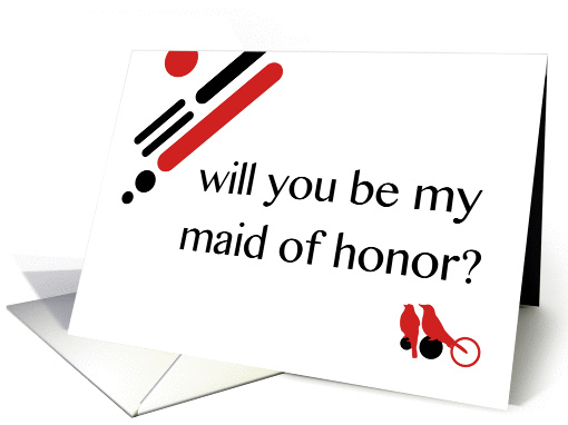 will you be my maid of honor? : mod lovebirds card (899502)