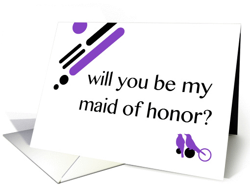 will you be my maid of honor? : mod lovebirds card (899503)