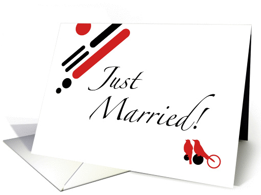 just married! announcement : mod lovebirds card (899504)
