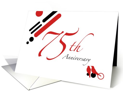 75th Anniversary Party Invitation : mod lovebirds card (899512)