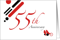 55th Anniversary Party Invitation : mod lovebirds card