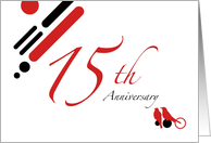15th Anniversary Party Invitation : mod lovebirds card