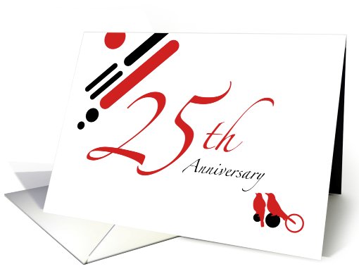 25th Anniversary Party Invitation : mod lovebirds card (899521)