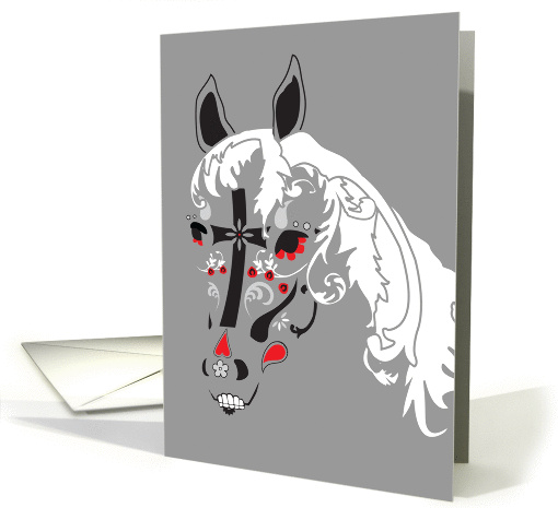 dia de los muertos sugar skull horse invitation card (902212)