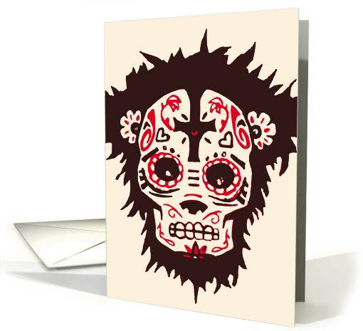 dia de los muertos sugar skull monkey invitation card (902215)