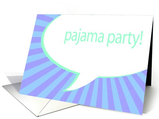 pajam party! bachelorette comic speech bubble party invitation card