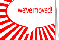we’ve moved! comic speech bubble business relocation card