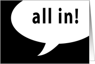 all in! comic speech bubble invitation card