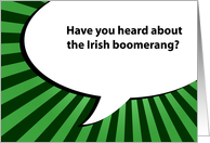 irish boomerang joke : happy st. patrick’s day card