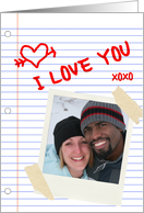 i love you : happy anniversary! : notebook paper (photo card) card