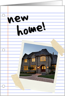 new home : notebook paper (photo card) card
