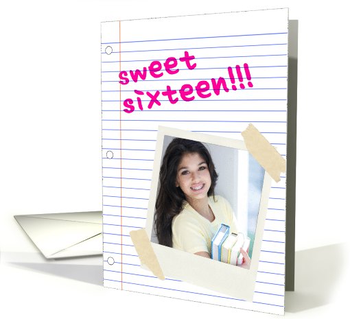 sweet sixteen birthday invitation : notebook paper (photo card) card