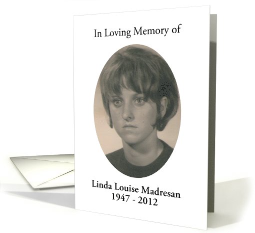 memorial / funeral service announcement : white oval window card