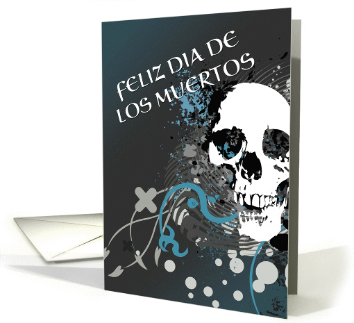 feliz dia de los muertos invitation : hi-fi skeleton card (958877)