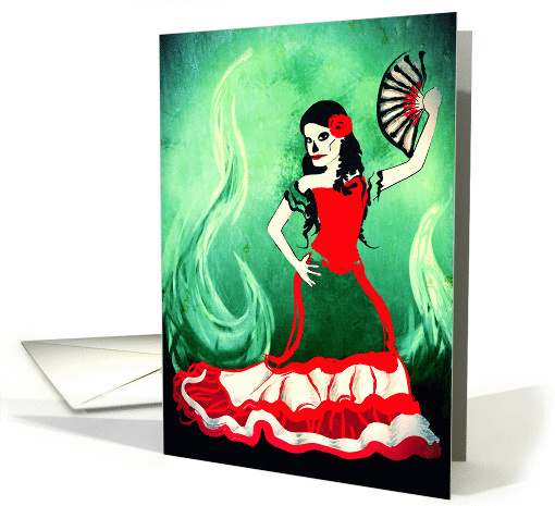 dia de los muertos spanish dancer : blank inside card (961927)