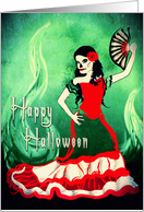 happy halloween spanish sugar skull dancer card