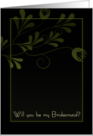 Will you be my Bridesmaid Green Floral card