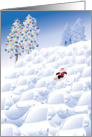 Santa Sking Mogels as big as Cars, Christmas Card