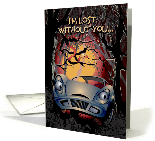 Lost and Lonely Cartoon Car, Romance card (241369)