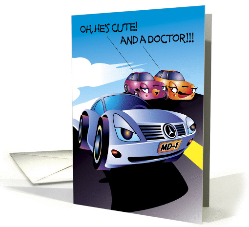 Cartoon Girl Cars find Boy Car Cute, Blank Note card (242808)