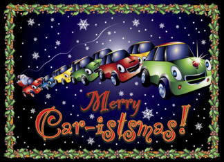 Cars pulling Santa's...