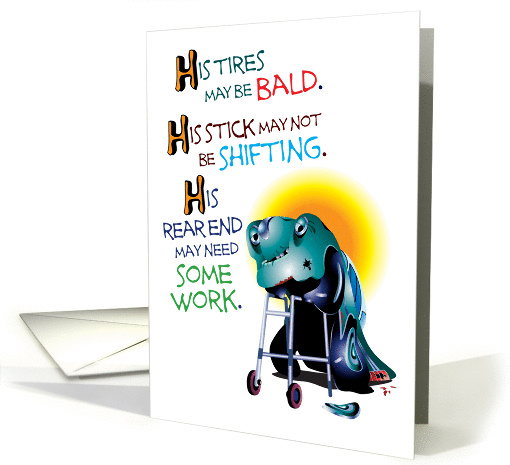 His Tires May Be Bald Birthday Party Invitation card (971037)