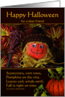 For Friend Halloween with Cute Scarecrow and Fall Poem card
