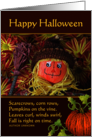 Halloween Greetings with Cute Scarecrow and Fall Poem card