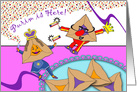 Hamantaschen Celebrate Purim With Costumes and Groggers card