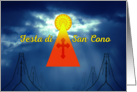 Italian St Cono’s Day Festa di San Cono with Praying Hands and Sun card