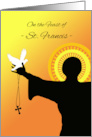 Feast of St. Francis Silhouette with Dove and Cross card