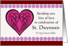 Fiancee St Dwynwen’s Day Custom Front with Celtic Knots and Heart card