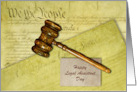 Legal Assistant Day Custom Front Text with Documents and Gavel card