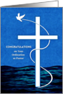 Pastor Ordination Congratulations with White Dove and Cross card