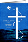 Confirmation Congratulations with White Dove and Cross Over Water card