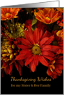 For Sister and Her Family Thanksgiving with Autumn Flowers card