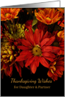 For Daughter and Partner Thanksgiving Wishes with Autumn Flowers card