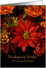 For Cousin and Family Thanksgiving with Autumn Flowers card