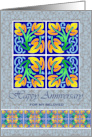 Anniversary for Wife with Art Nouveau Leaf Tiles card