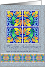 Anniversary for Mom and Stepdad with Art Nouveau Leaf Tiles card