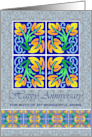 Anniversary for Both My Moms with Art Nouveau Leaf Tiles card